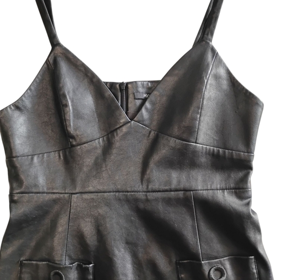 PEOLEO | Black Leather Look Mini Dress with Pockets | Size Medium - Picture 6 of 10